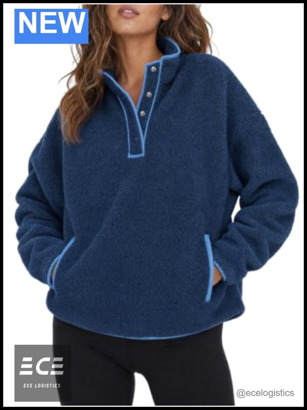 Fuzzy Fleece Casual Jacket Winter Warm Pullover Top Oversized Button